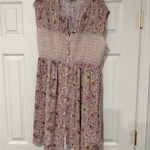 Mystree Pink Floral Button-Front Dress